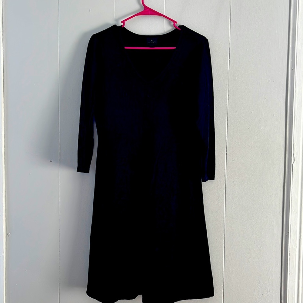 Black knit dress, basic little black winter ready dress.